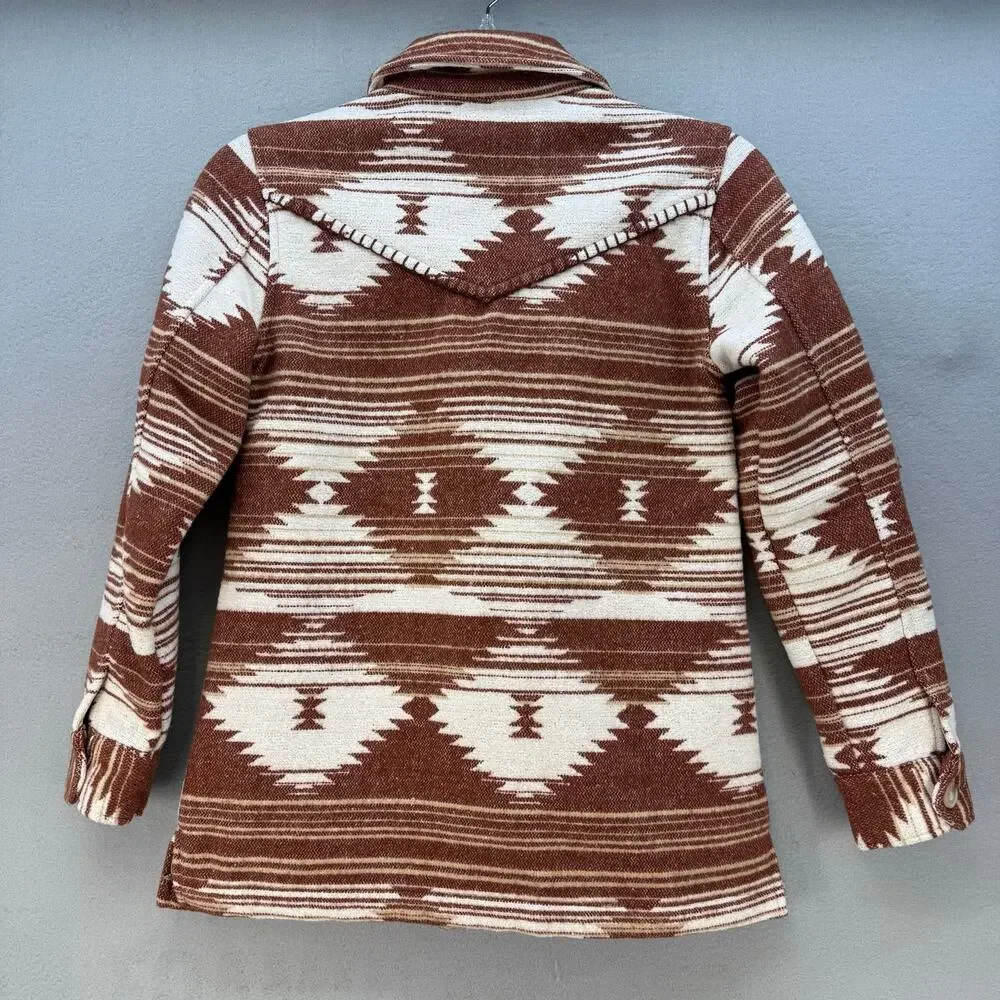 Idyllwind Shacket Women's Xs Brown Cream Southwester Print Western Gear Wool - Picture 2 of 12